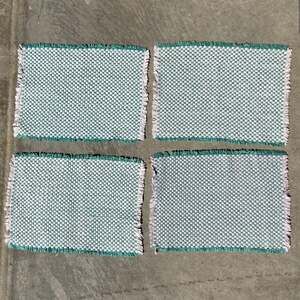 Vintage Teal & White Woven Placemats 4pc